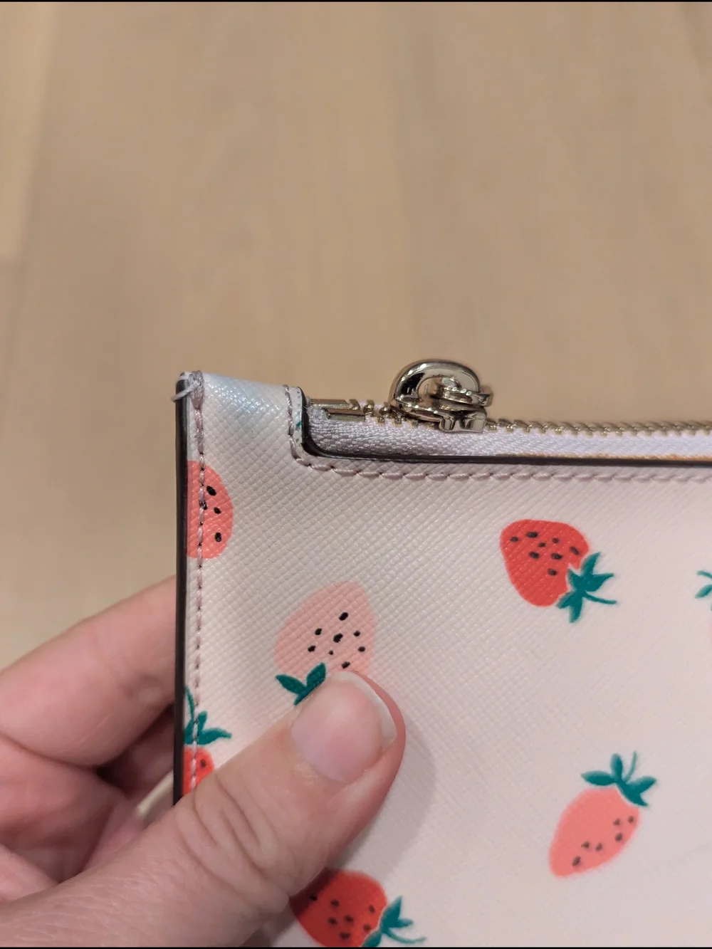 kate spade White Strawberry Print Zip Electronic Case